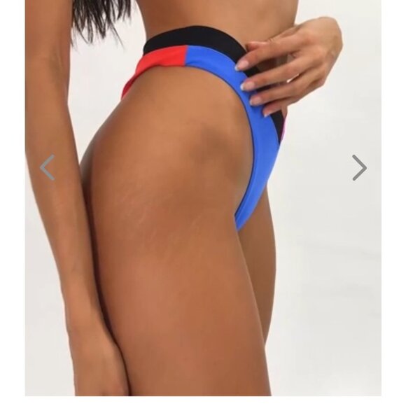 NWT OneOne Swimwear SET Bikini Malvinas Blue Red Black Jesse Kameron NEW Small - Picture 6 of 11